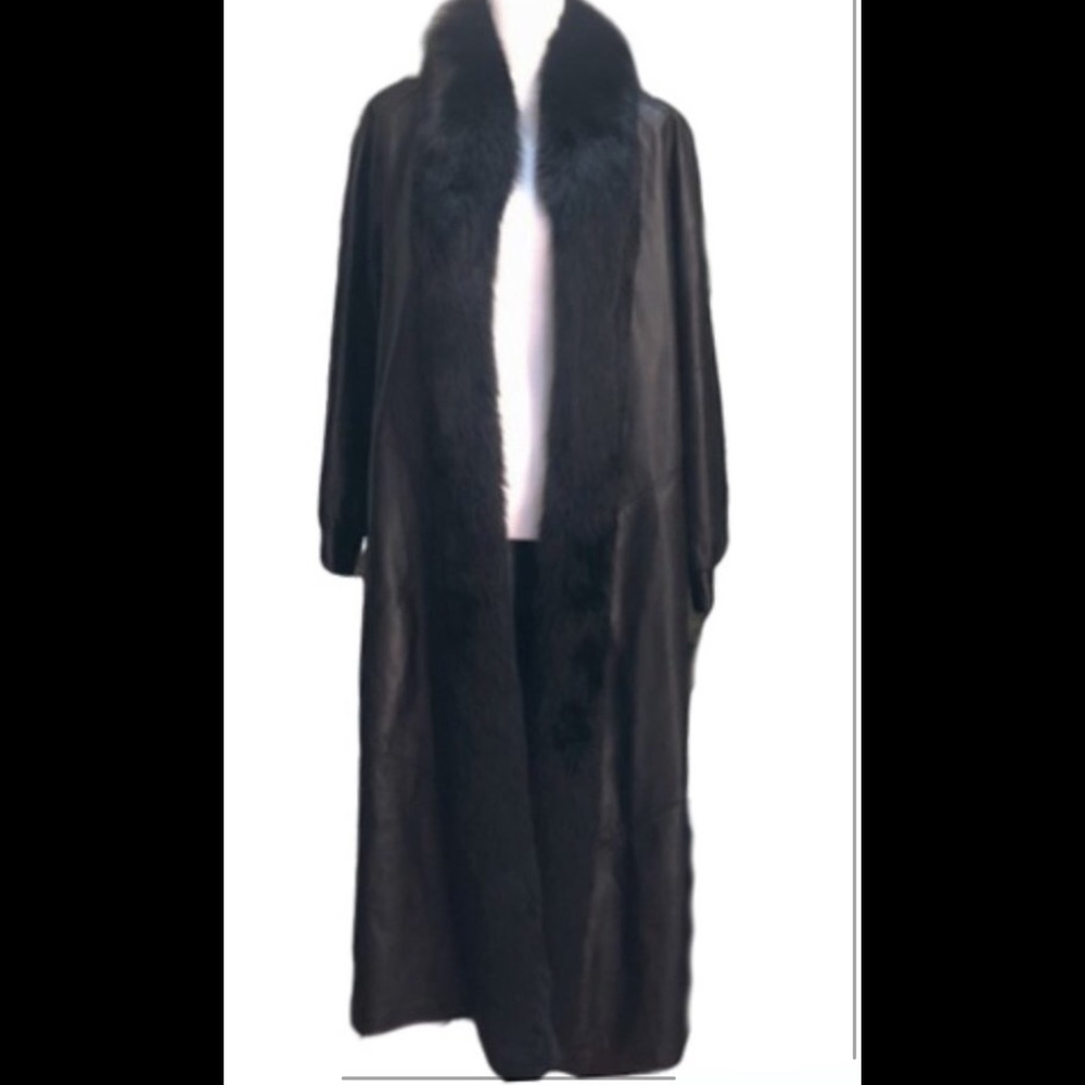 Chosen Couture Full Length Black Leather/Fur Coat